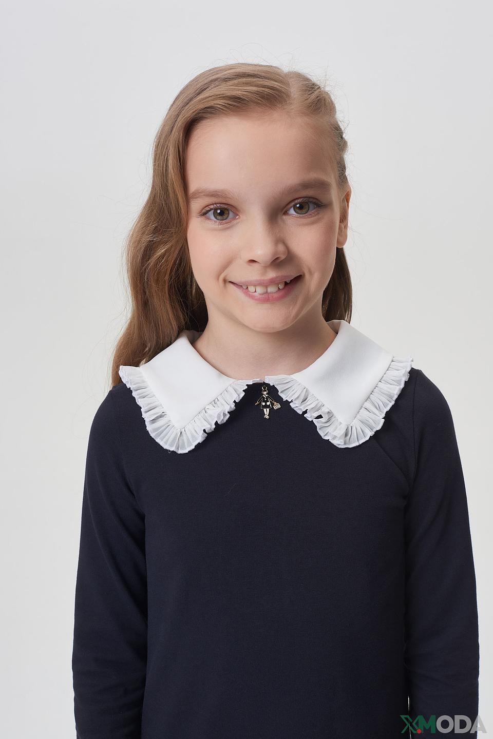 Платье Choupette, тёмно-синее, с белым воротником