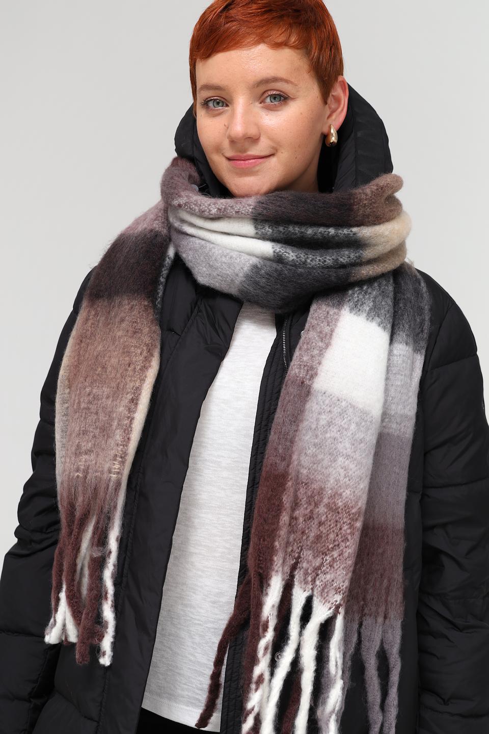 Шарф Electra style в клетку с бахромой