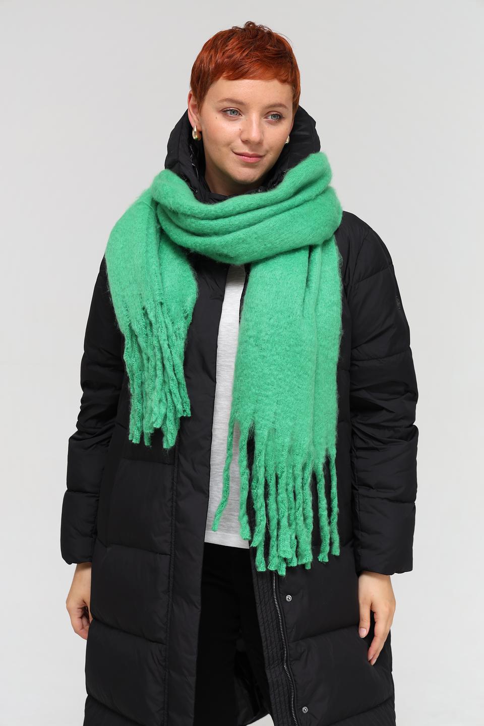 Шарф Electra style зелёный с бахромой