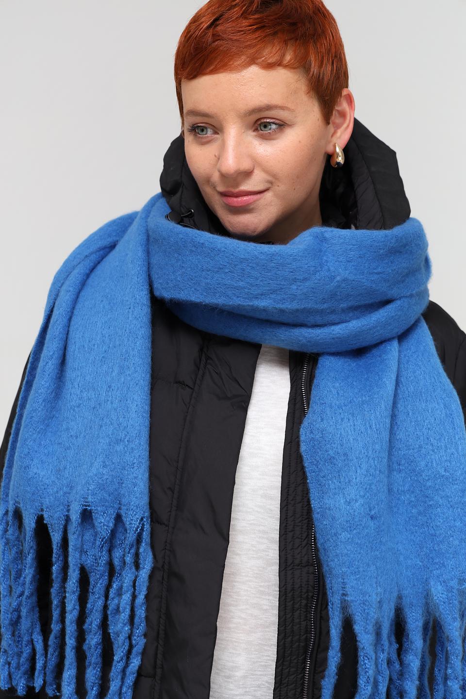 Шарф Electra style синий с бахромой