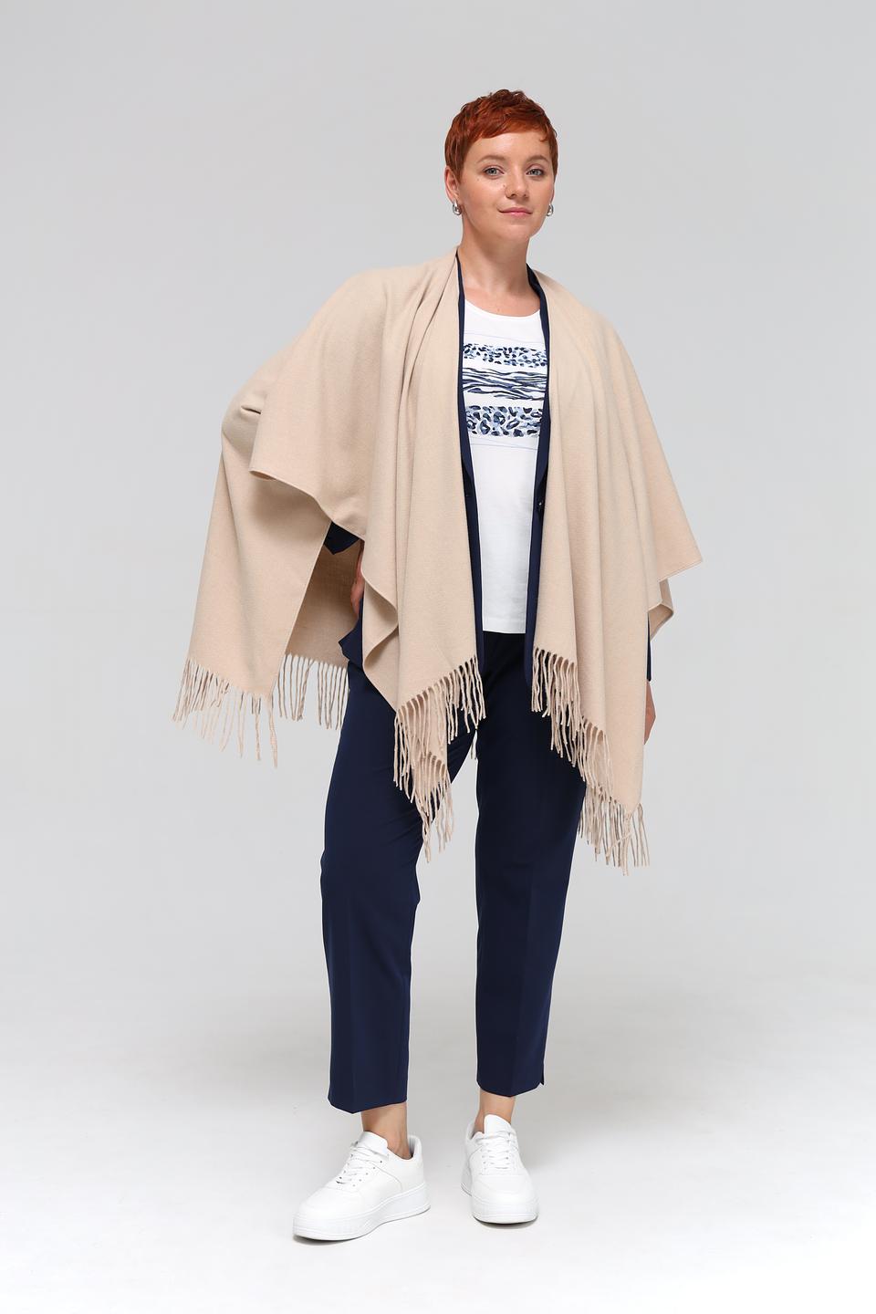 Пончо Gerry Weber бежевое с бахромой