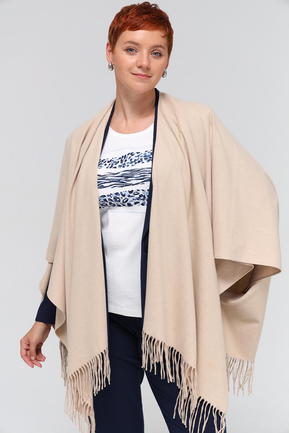 Пончо Gerry Weber бежевое с бахромой