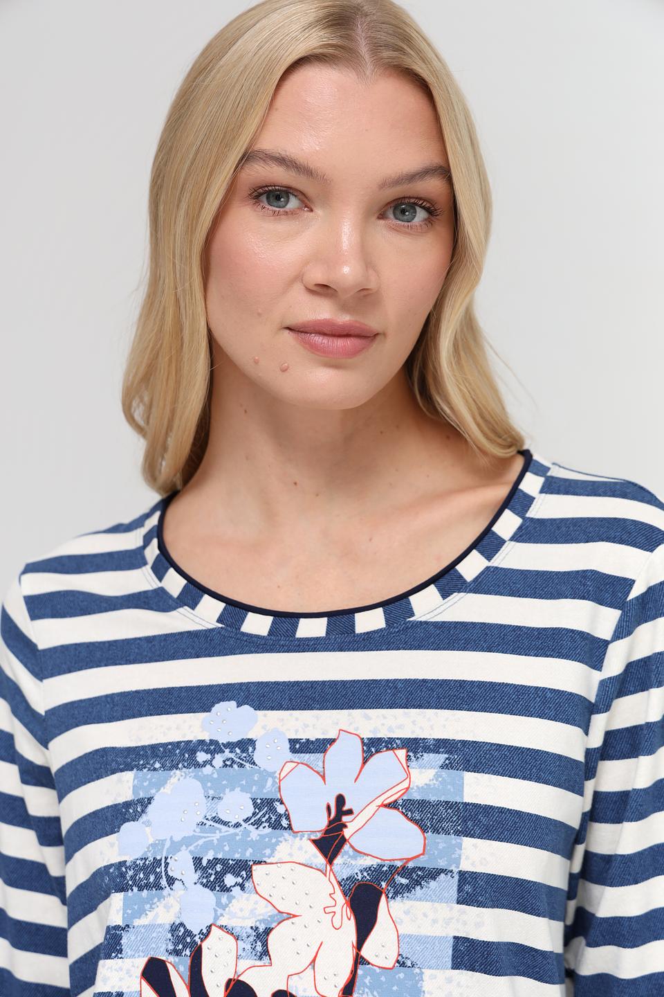 Футболка Olsen в полоску с принтом