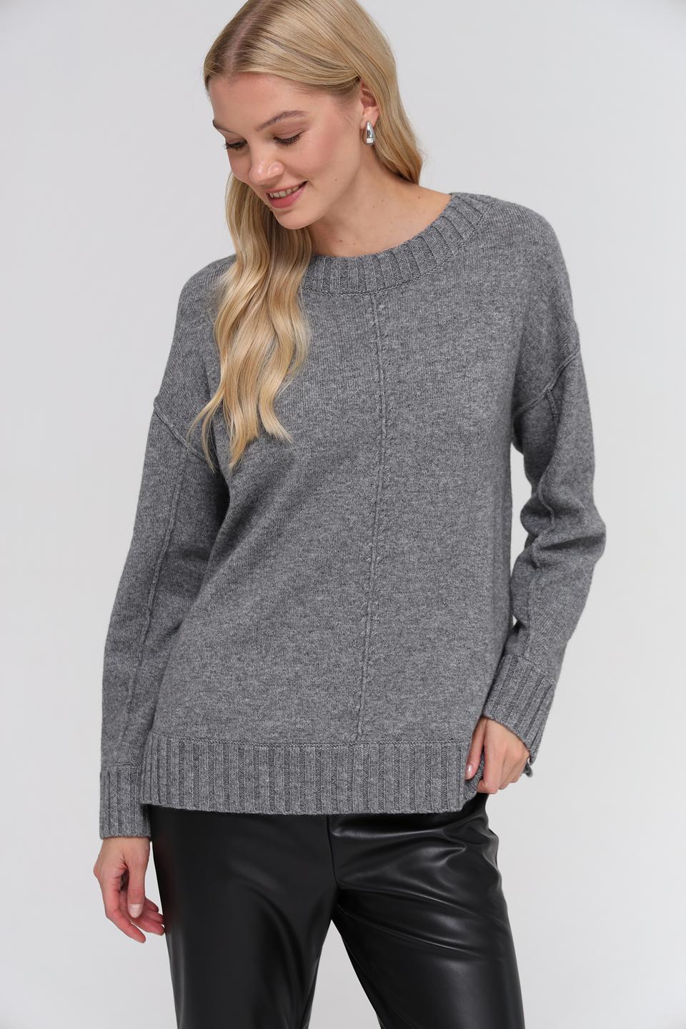 Пуловер Oui серый меланж