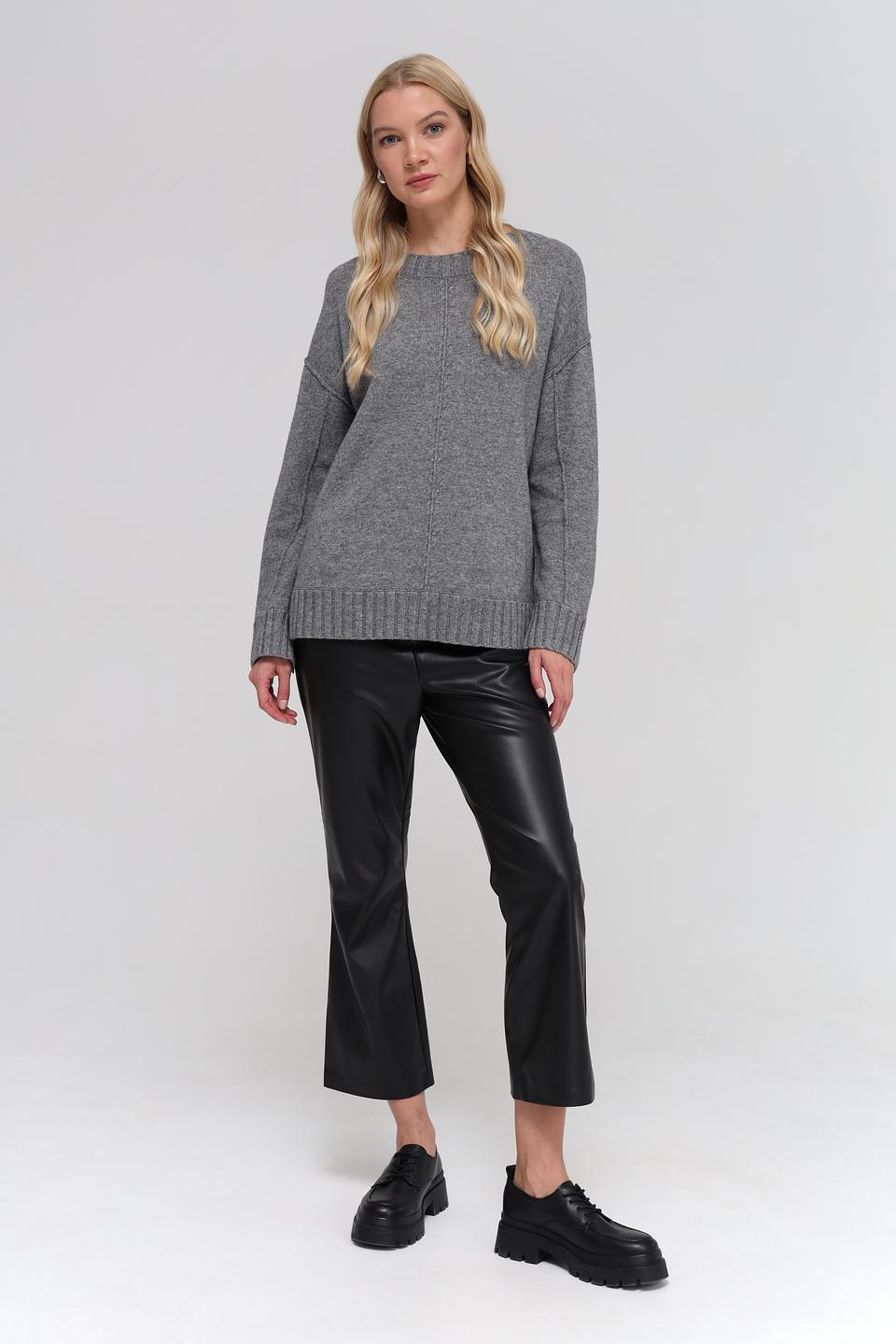 Пуловер Oui серый меланж