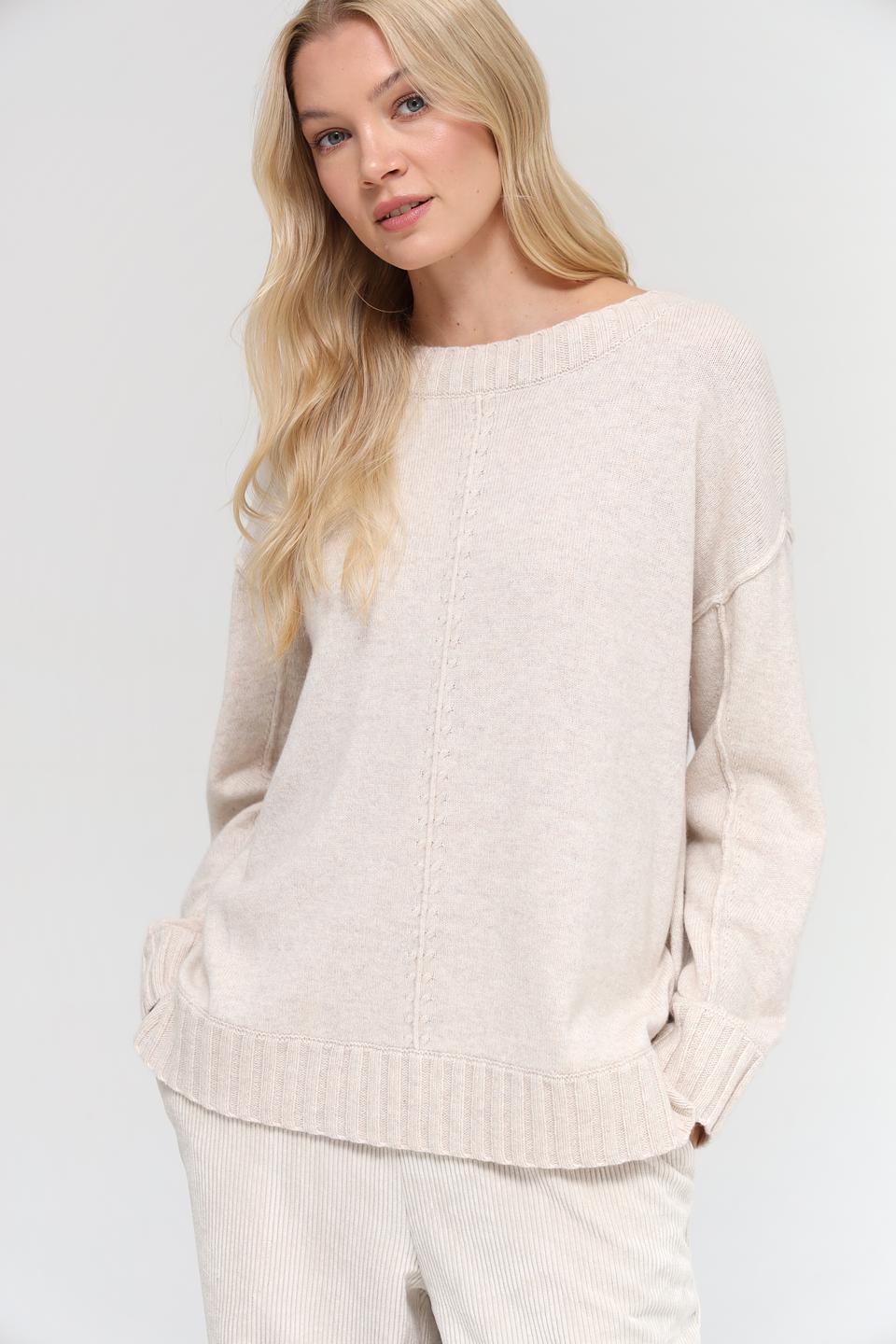 Пуловер Oui бежевый