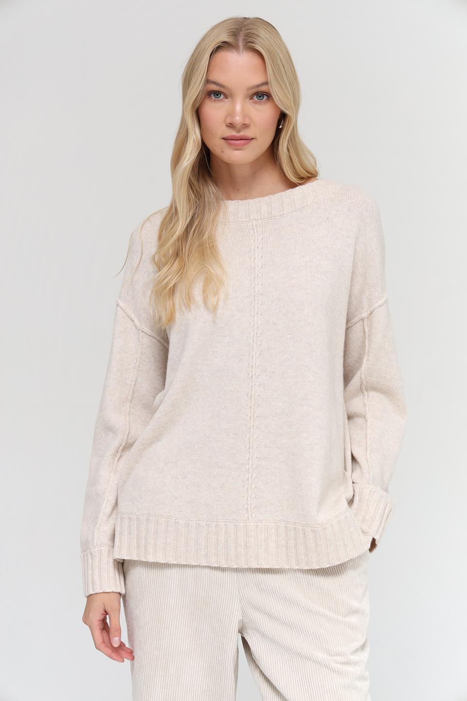 Пуловер Oui бежевый