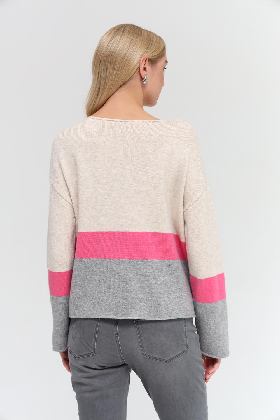 Пуловер Oui в полоску бежевый