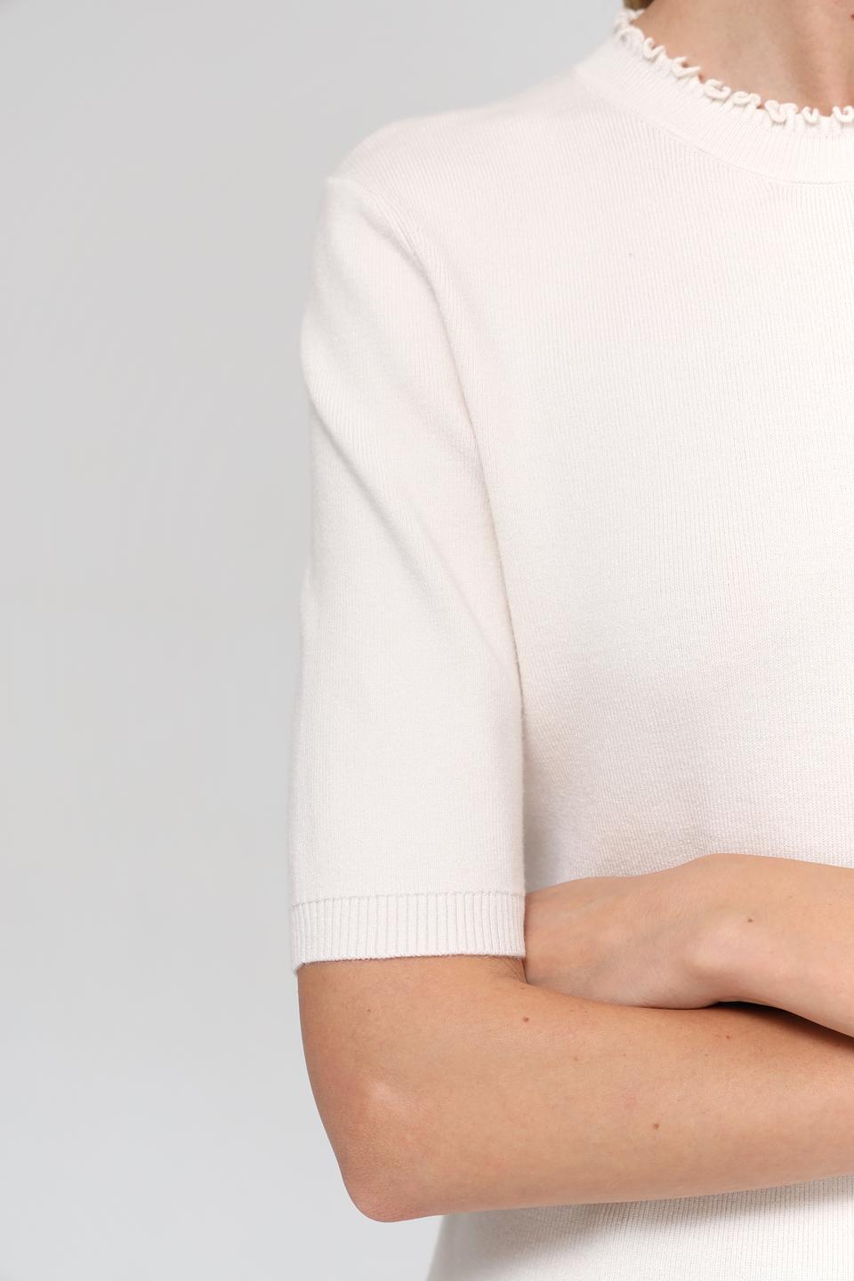 Пуловер Oui с кружевом кремовый