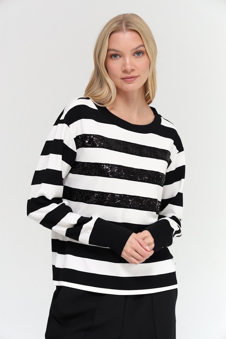 Пуловер Monari в полоску с пайетками