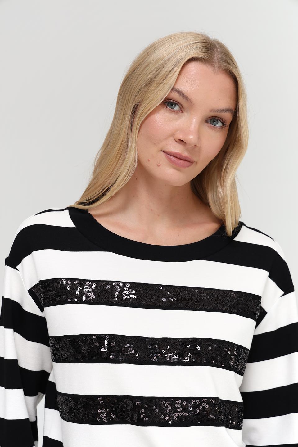 Пуловер Monari в полоску с пайетками