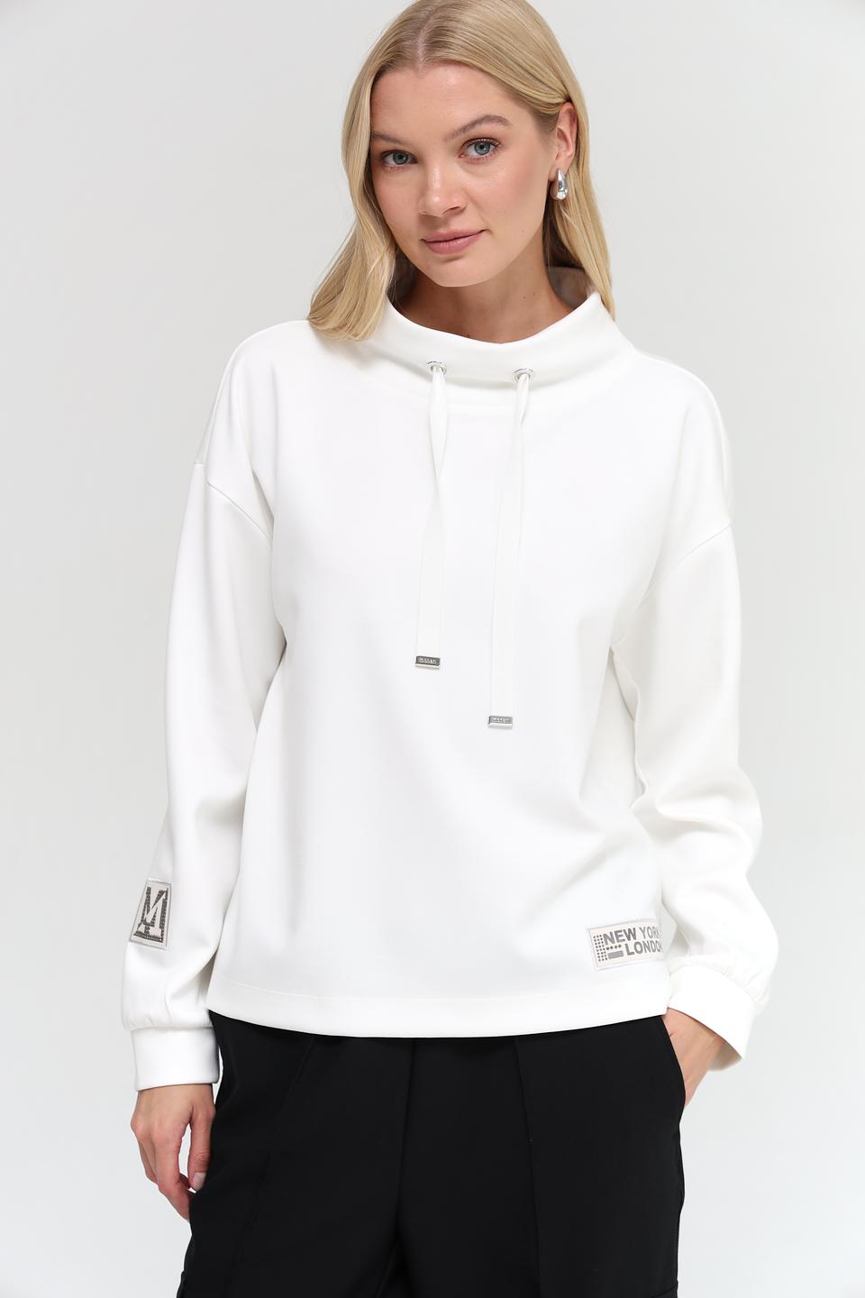 Пуловер Monari белый с капюшоном