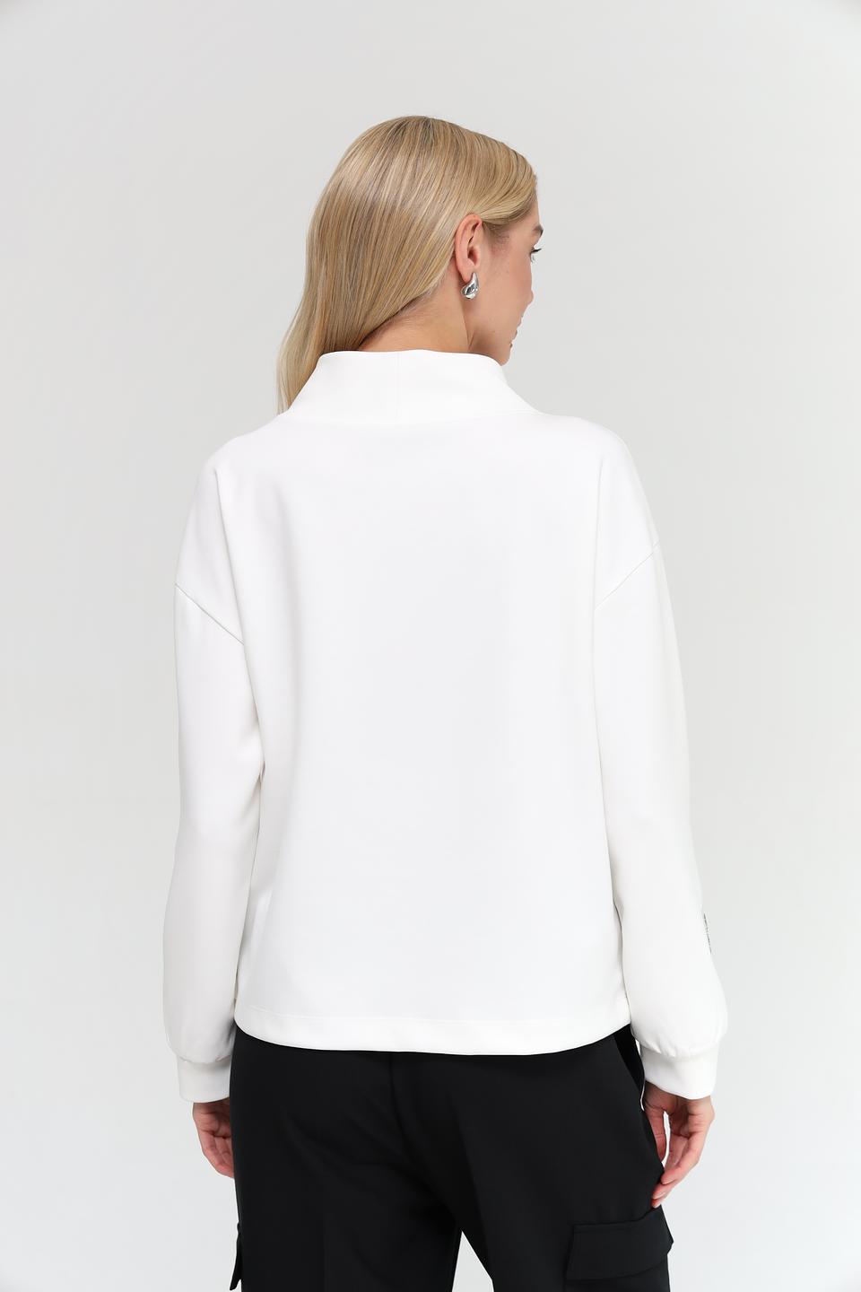 Пуловер Monari белый с капюшоном