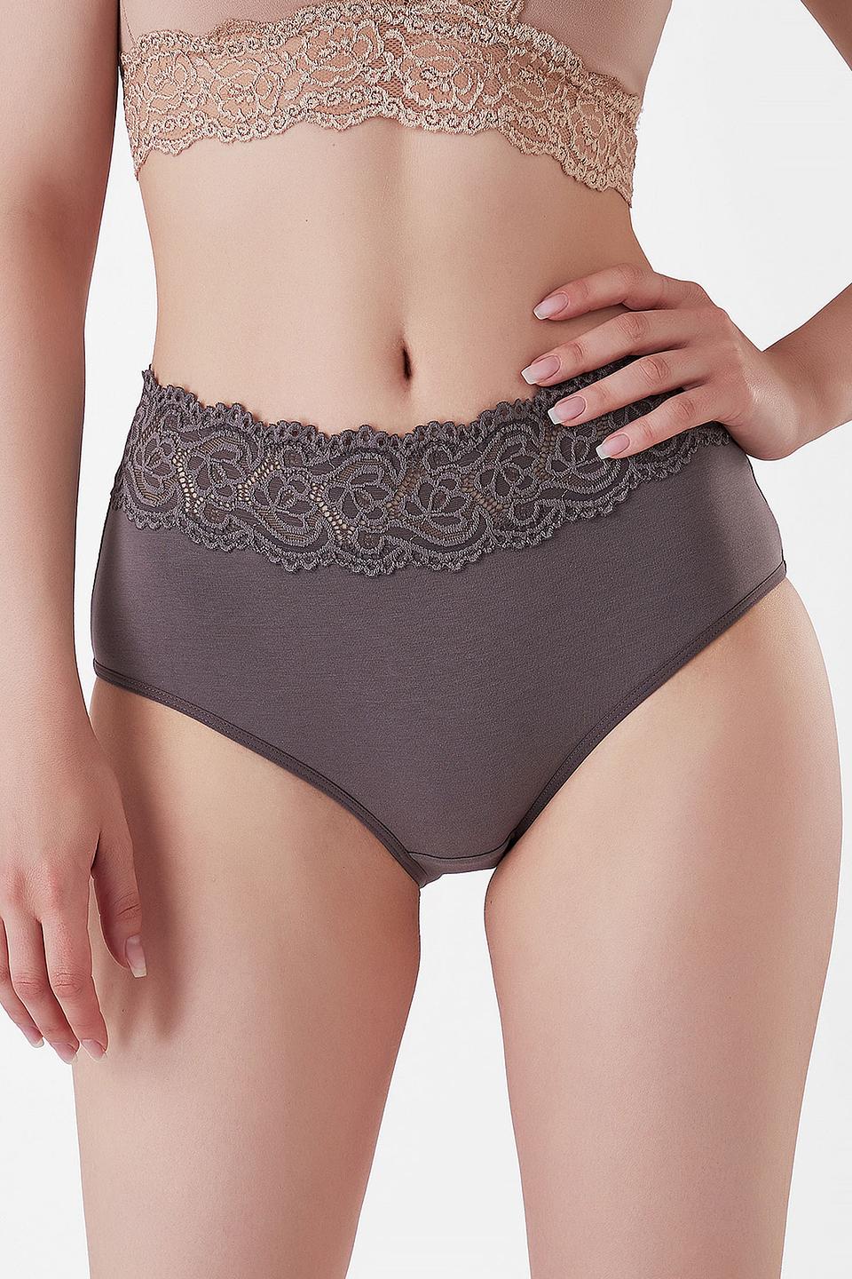 Трусы Lowry с кружевом серые