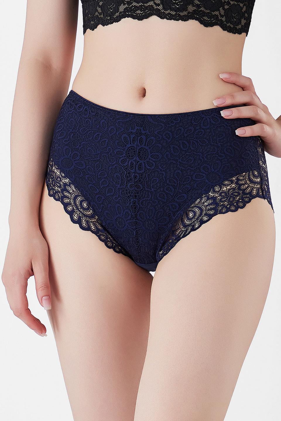 Трусы Lowry с кружевом тёмно-синие