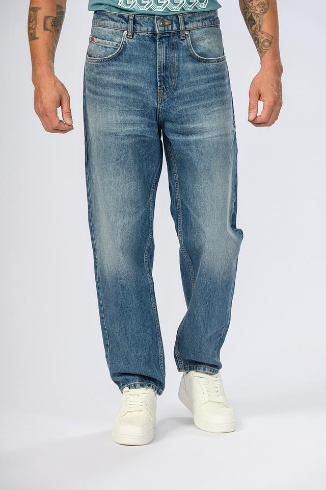 Джинсы Hugo с потертостями синие