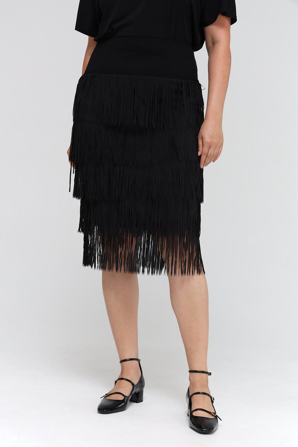 Юбка Samoon с бахромой чёрная