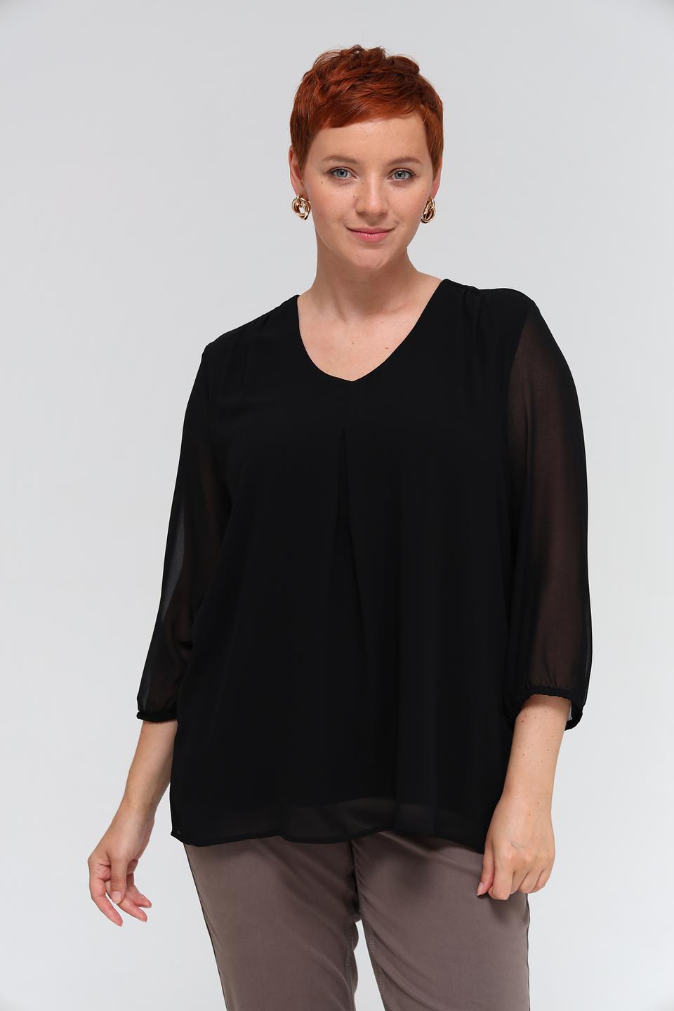 Блуза Frapp чёрная с рукавами-фонариками