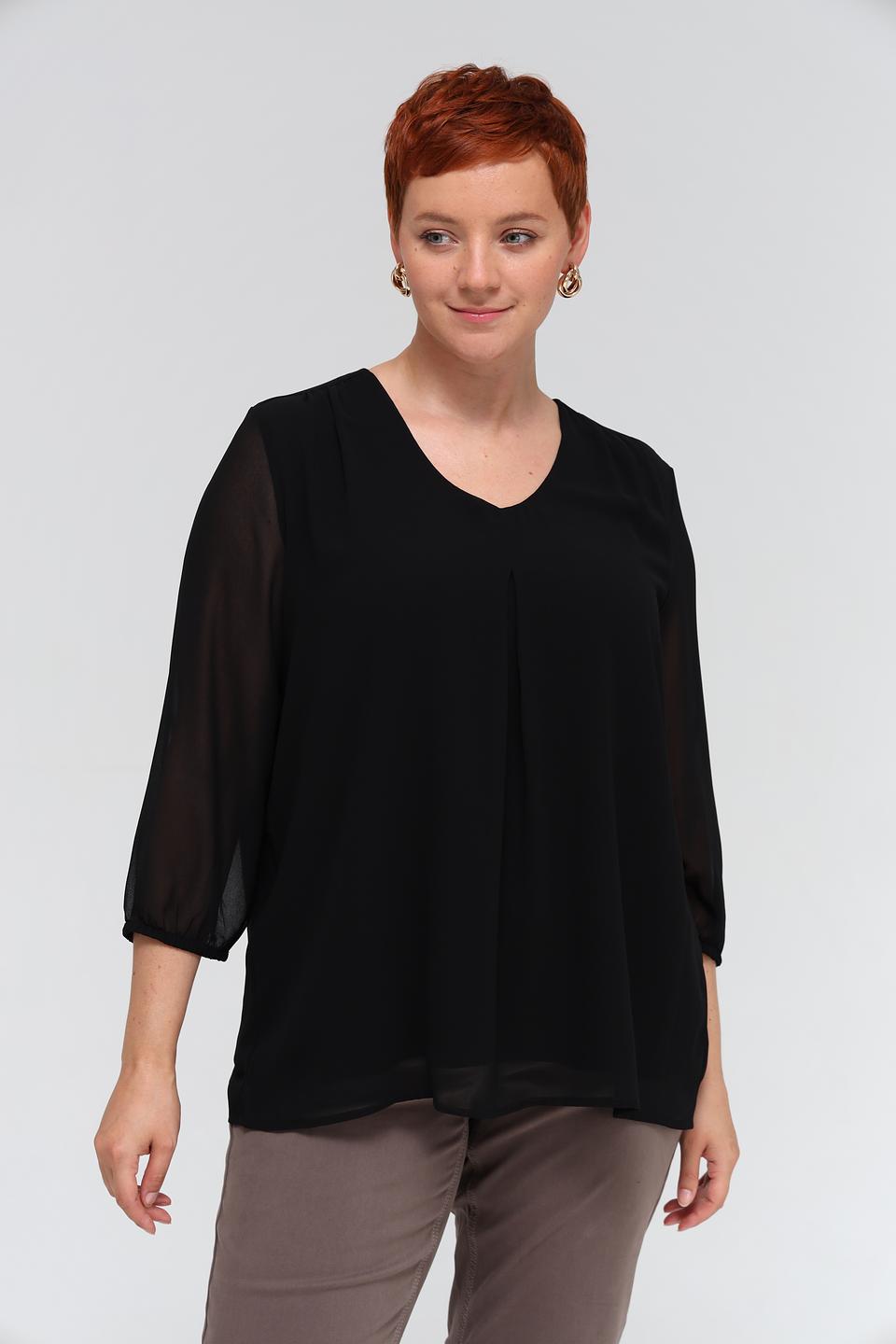 Блуза Frapp чёрная с рукавами-фонариками
