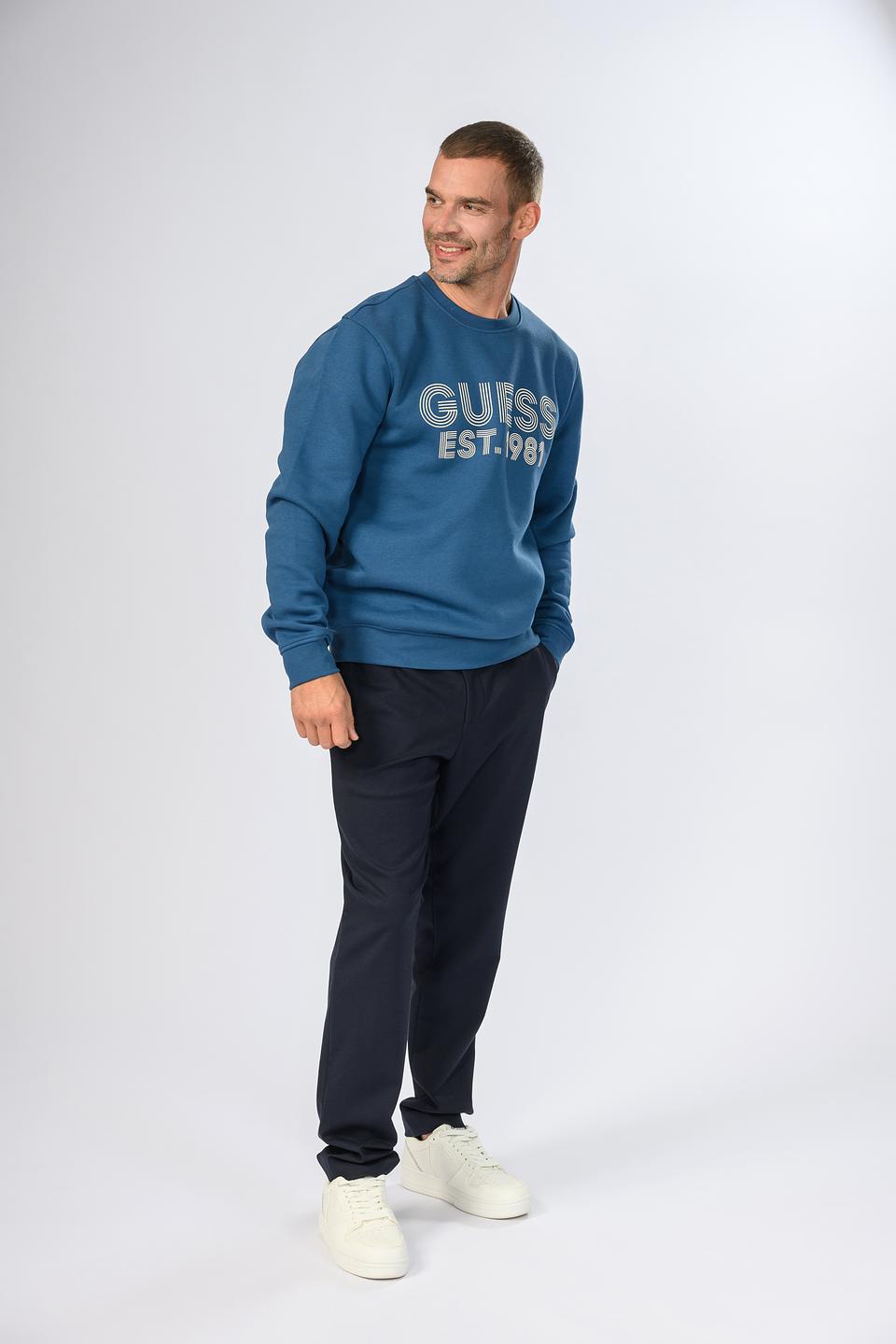 Джемпер Guess муж. синий с логотипом