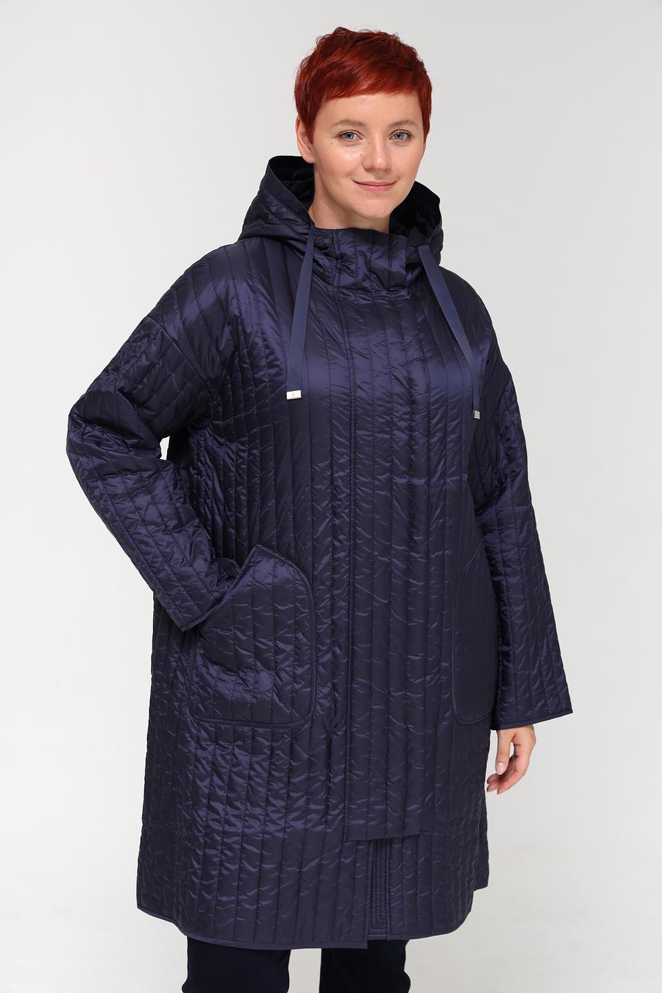 Пальто Pezzo стеганое тёмно-синее