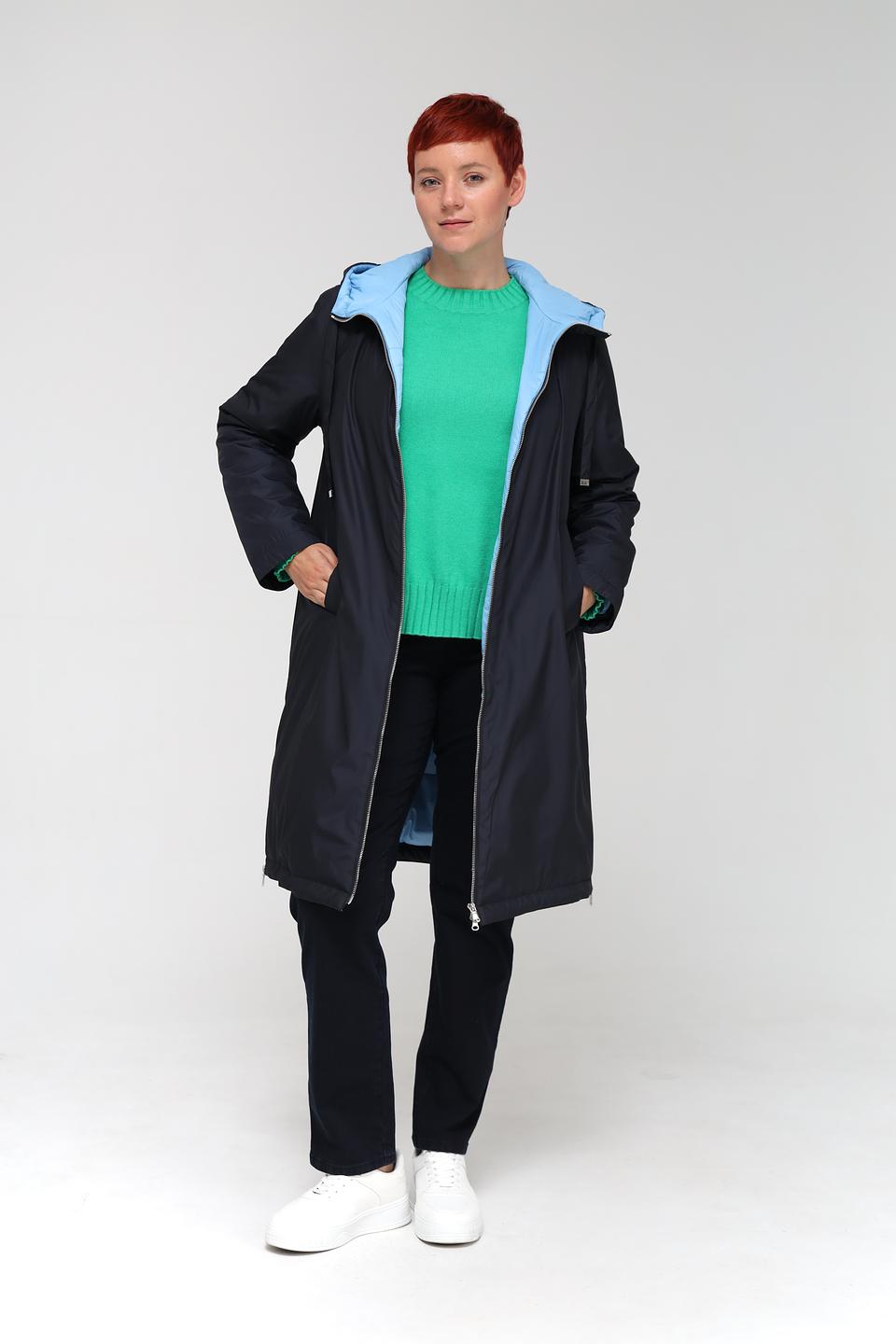 Пальто Pezzo стеганое тёмно-синее