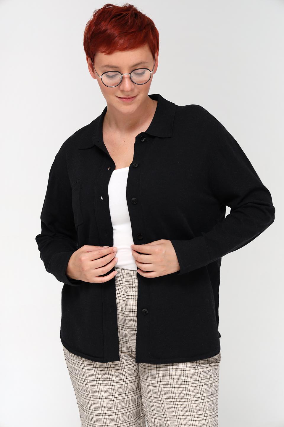 Рубашка Lebek чёрная с карманом