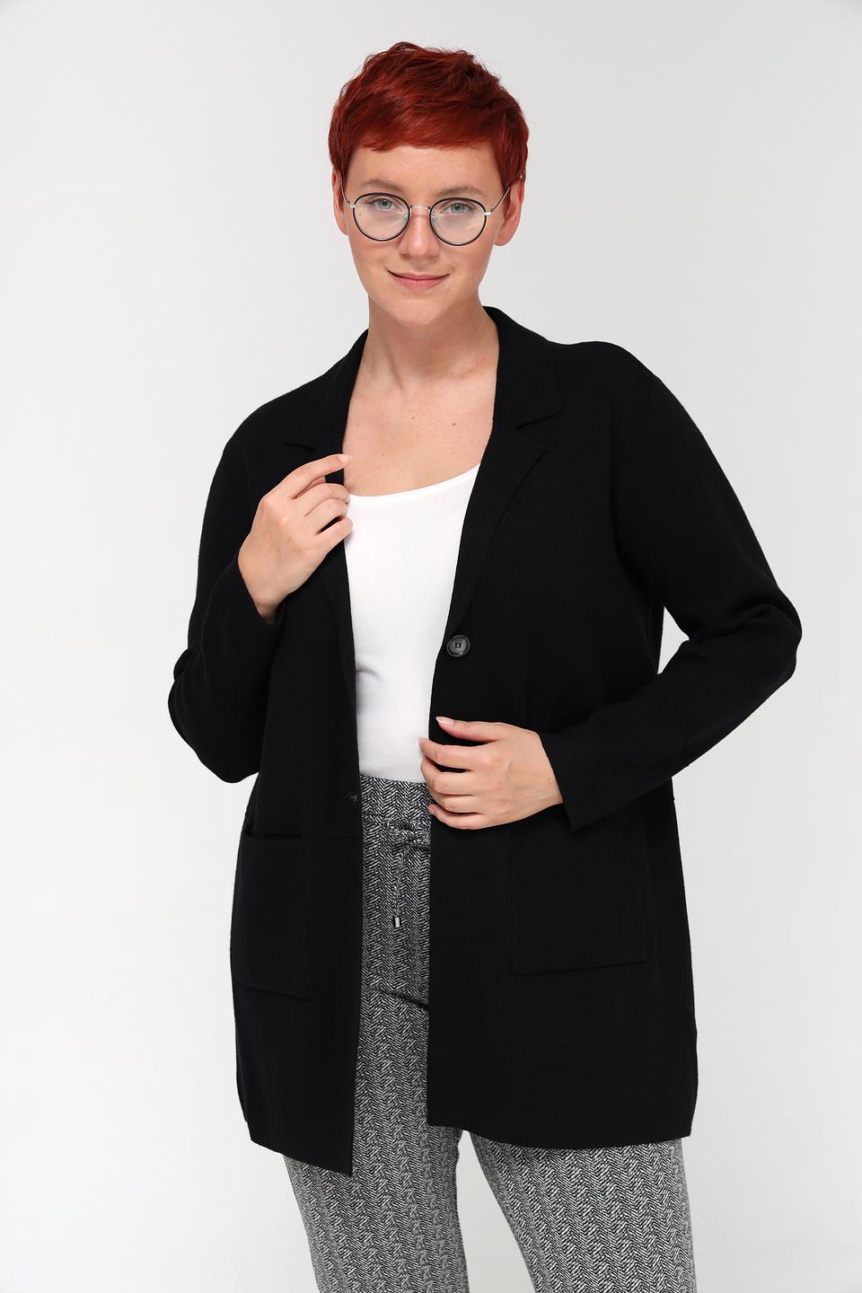 Жакет Lebek чёрный приталенный