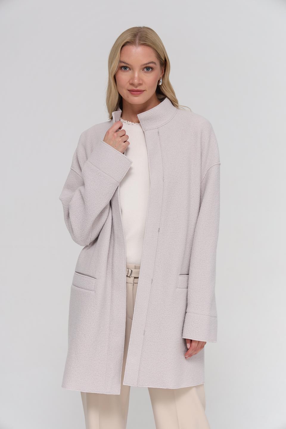 Пальто Oui шерстяное бежевое