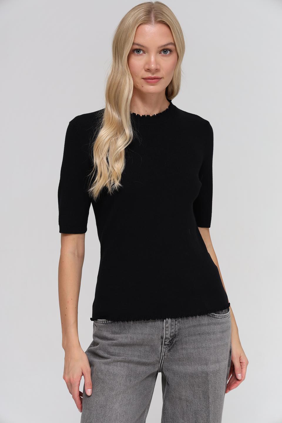 Пуловер Oui с коротким рукавом чёрный