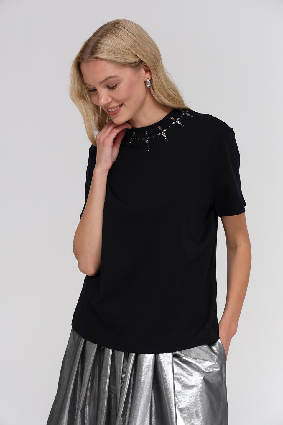 Футболка Marc Cain с кристаллами, чёрная