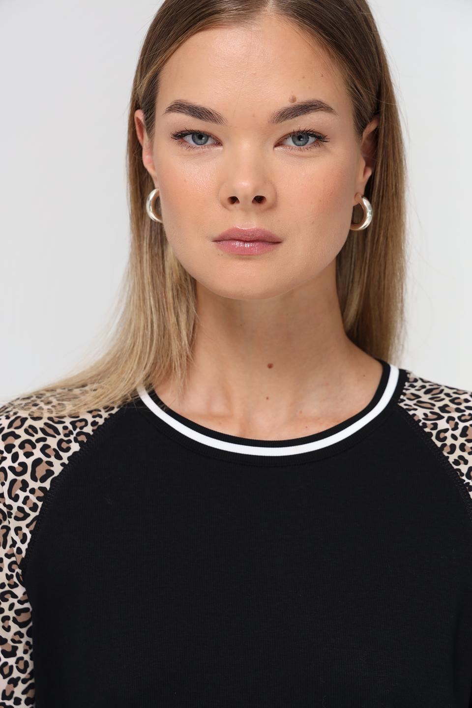 Пуловер Marc Cain с леопардовыми рукавами