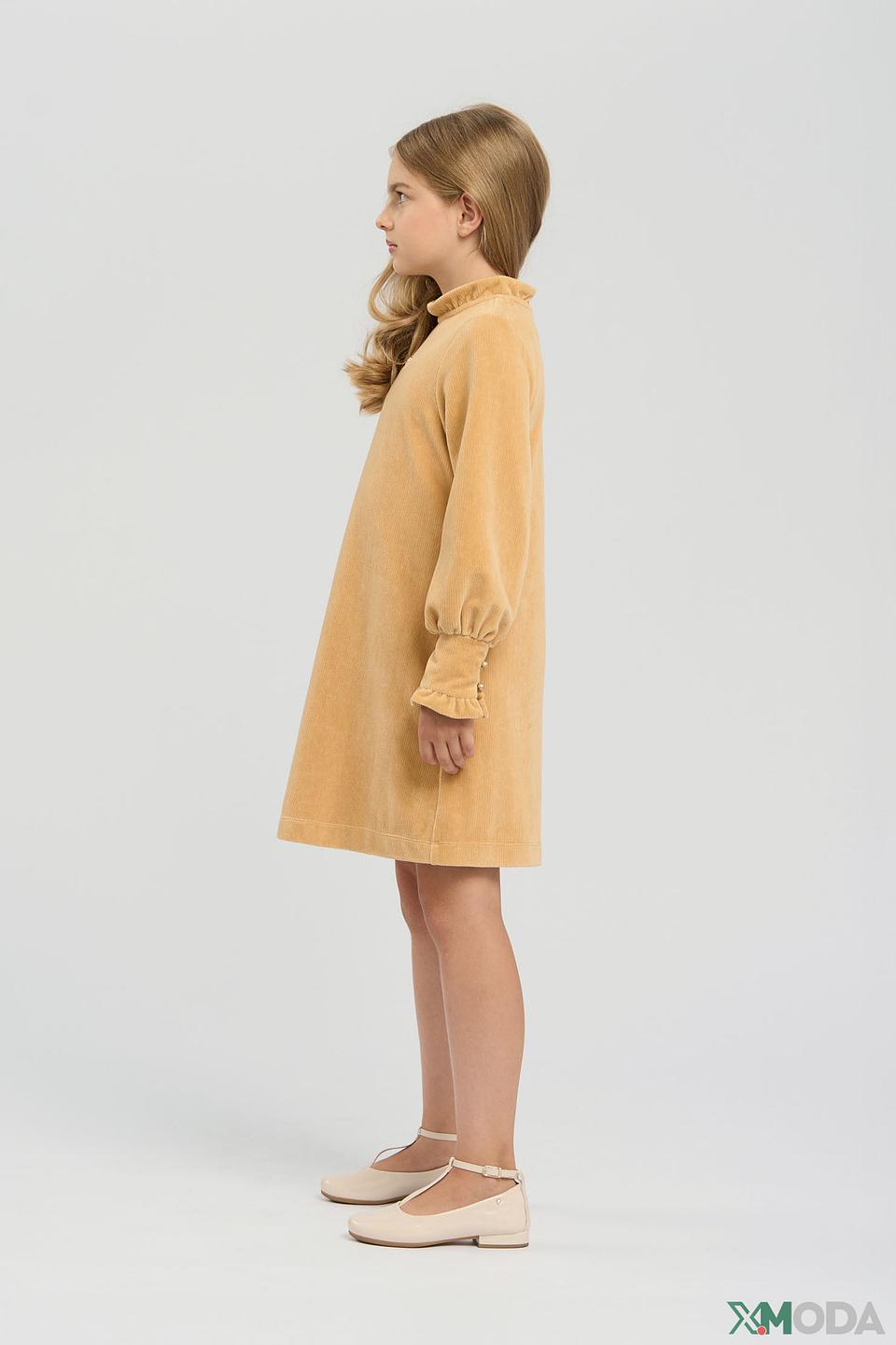 Платье Choupette детское золотистое с рюшами и эмблемой