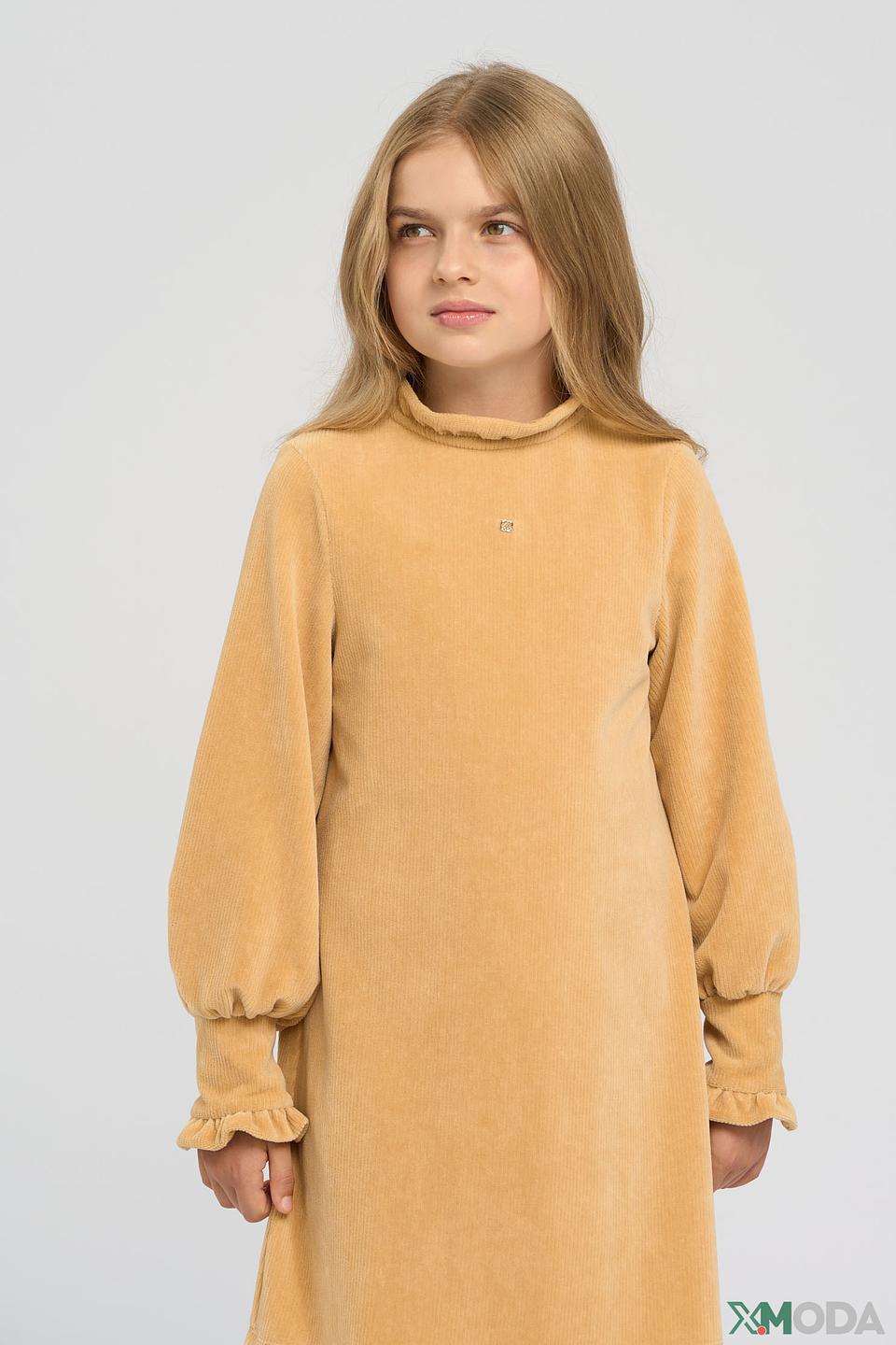 Платье Choupette детское золотистое с рюшами и эмблемой