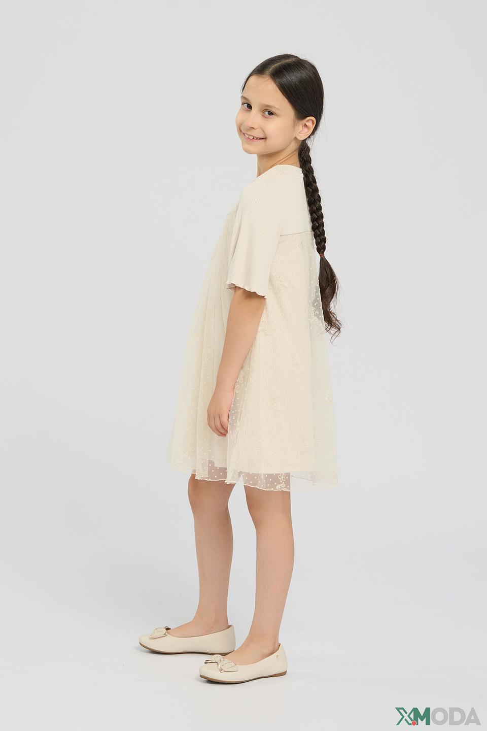 Платье Choupette дев. с оборками бежевое