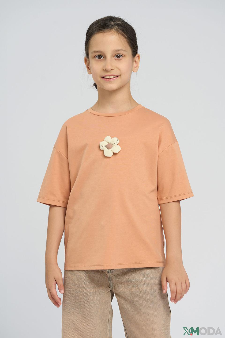 Футболка Choupette дев. с цветком карамель