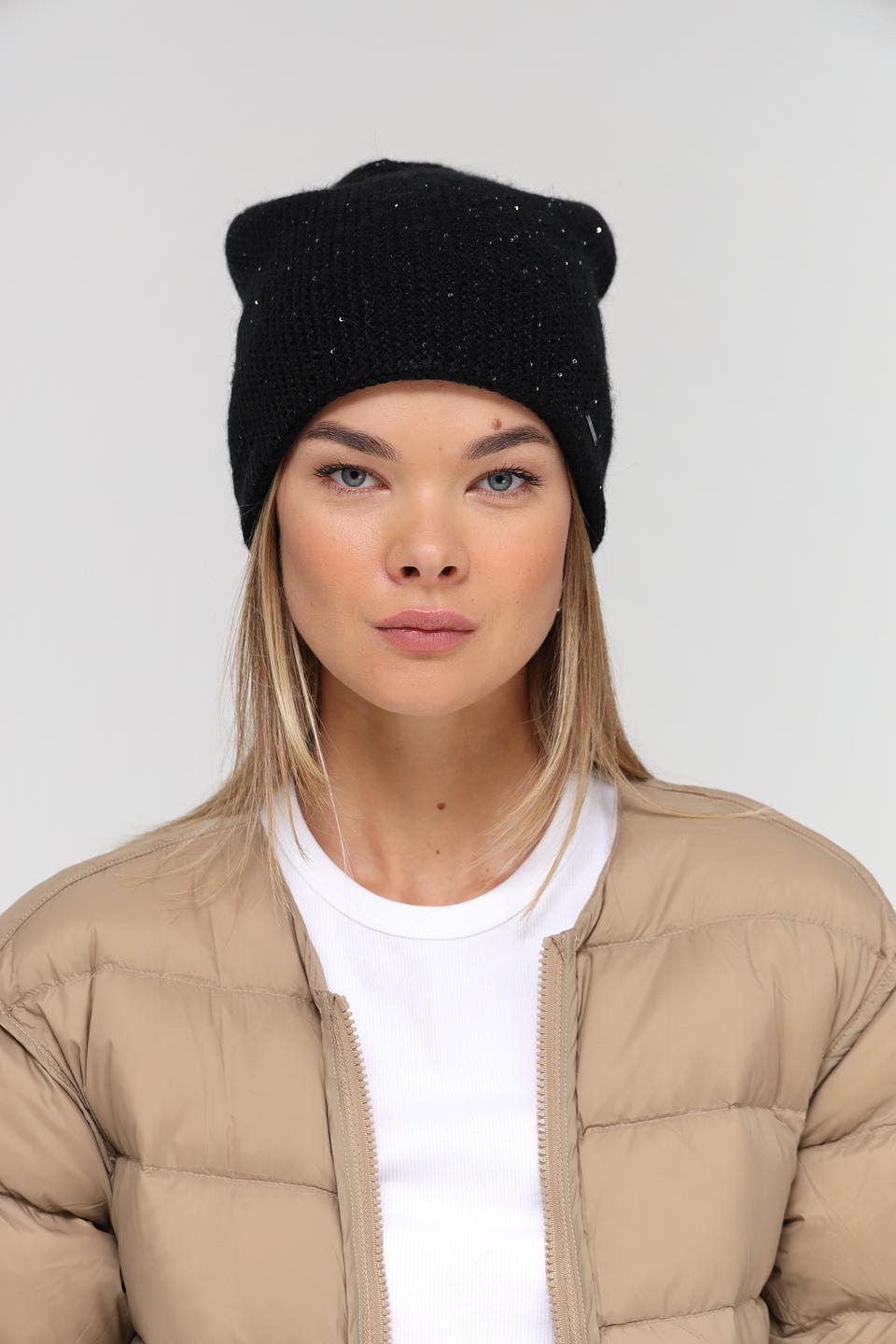 Шапка Marhatter чёрная с пайетками