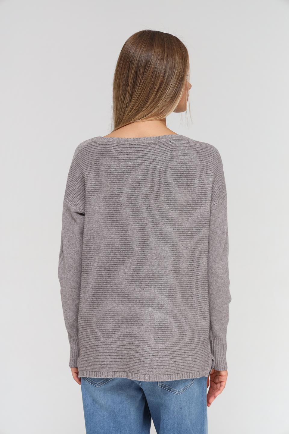 Пуловер Passioni серый с косами