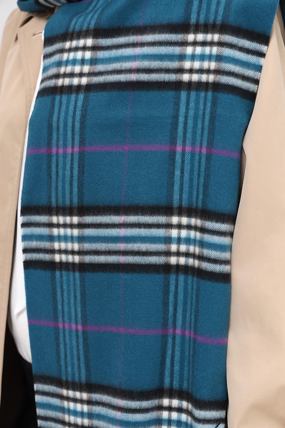 Шарф Fraas в клетку бирюзовый