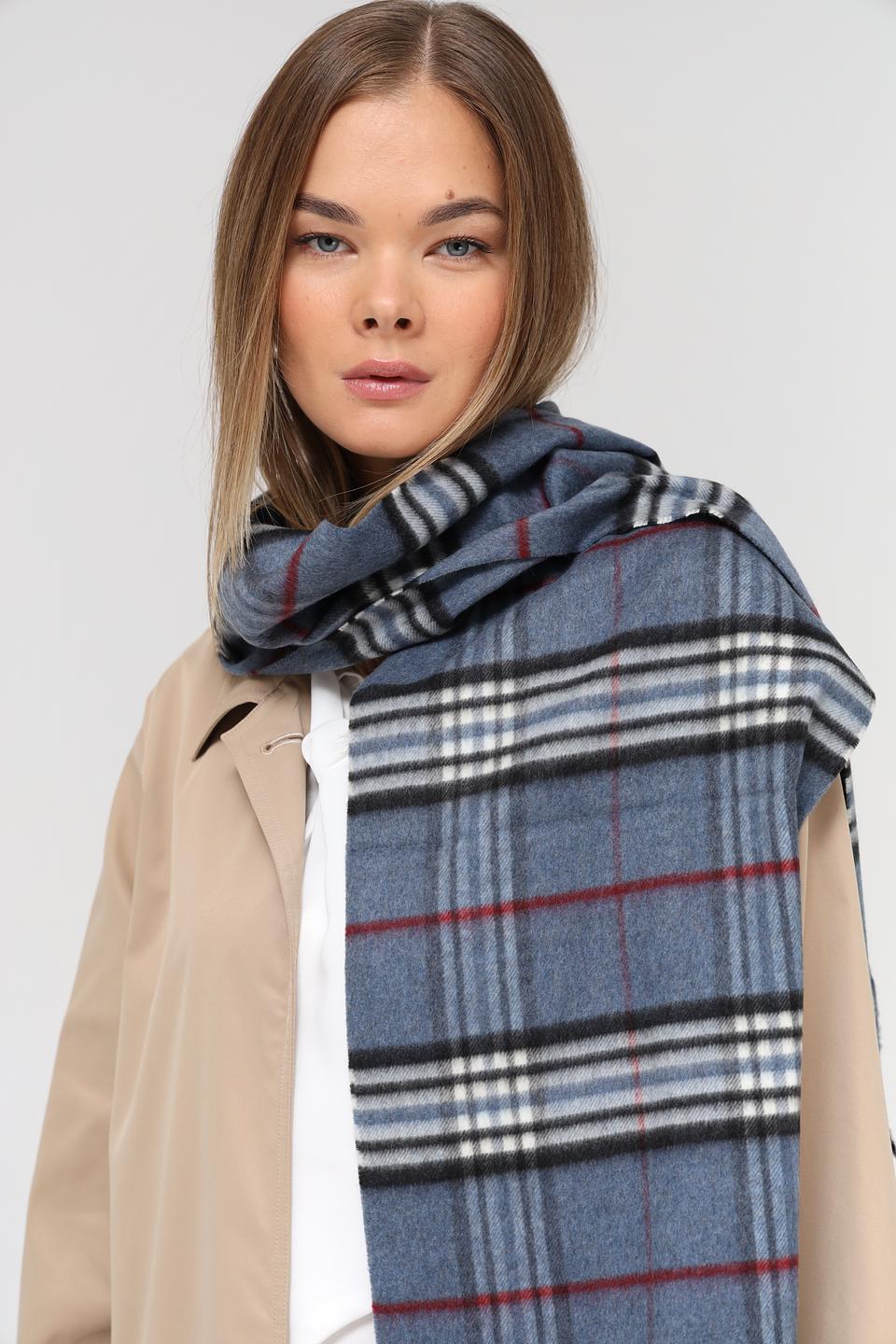 Шарф Fraas в клетку синий