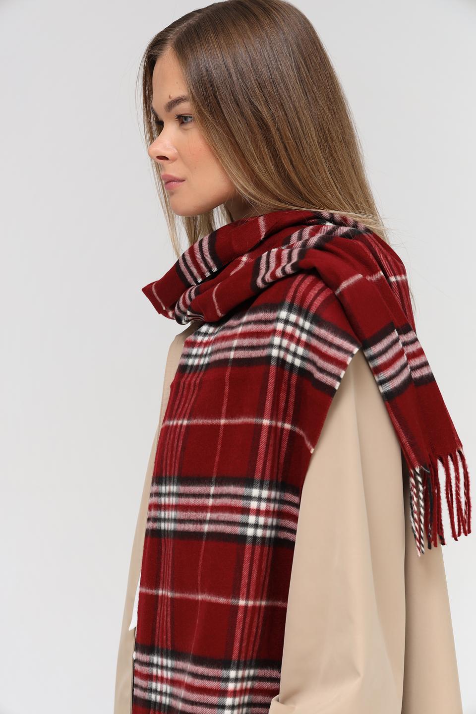 Шарф Fraas в клетку бордовый