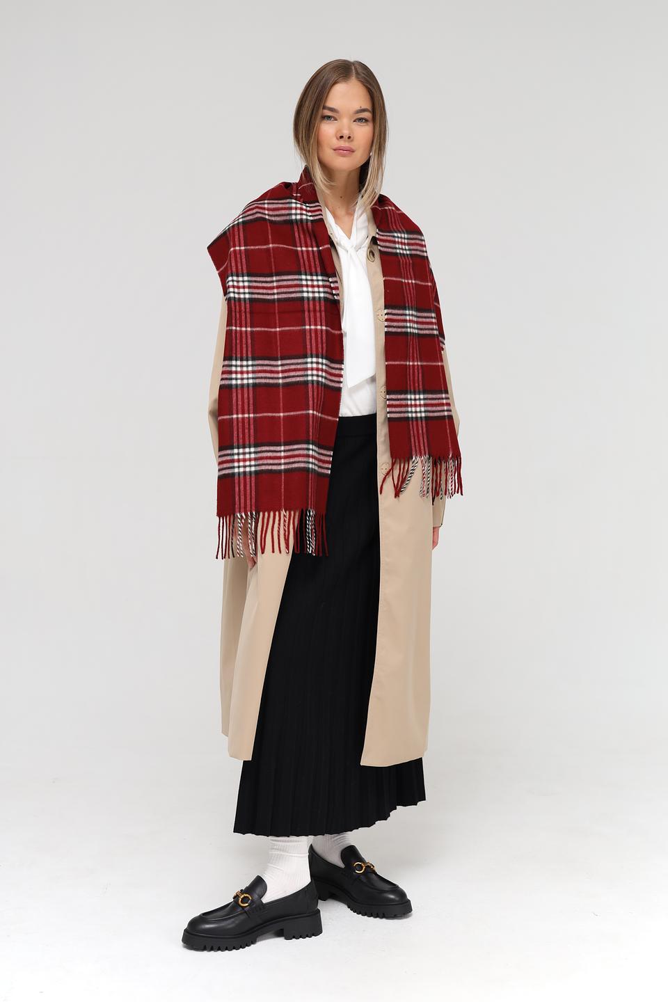 Шарф Fraas в клетку бордовый