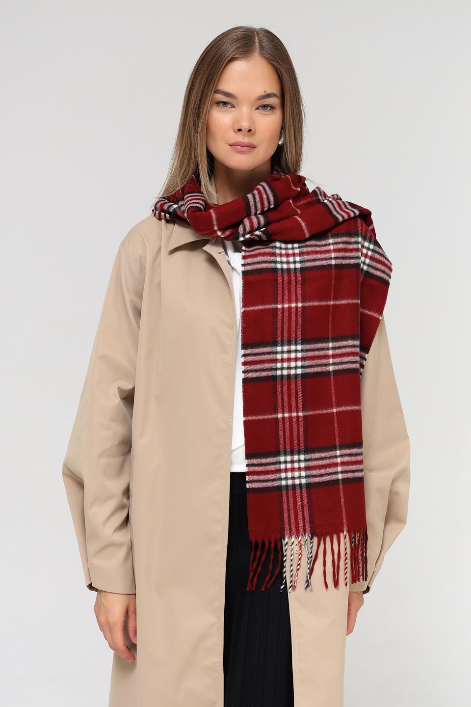 Шарф Fraas в клетку бордовый