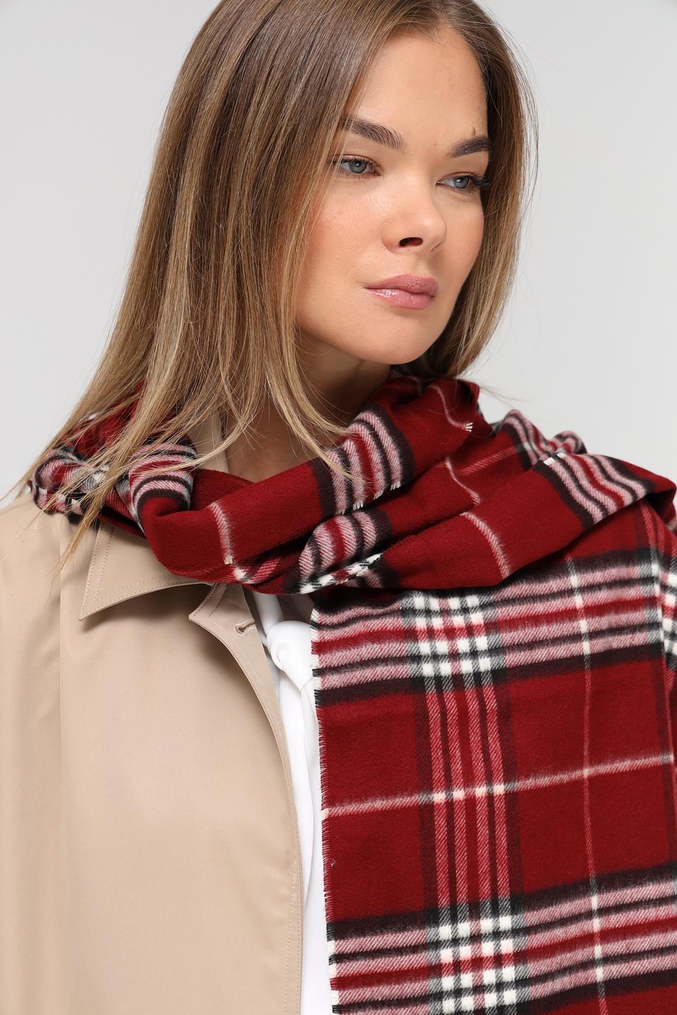 Шарф Fraas в клетку бордовый