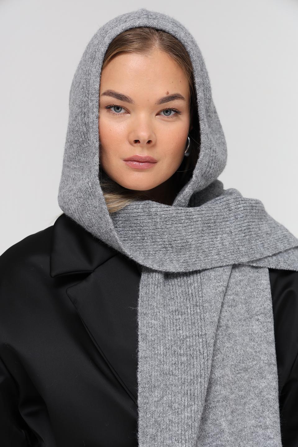 Шарф Fraas серый с капюшоном