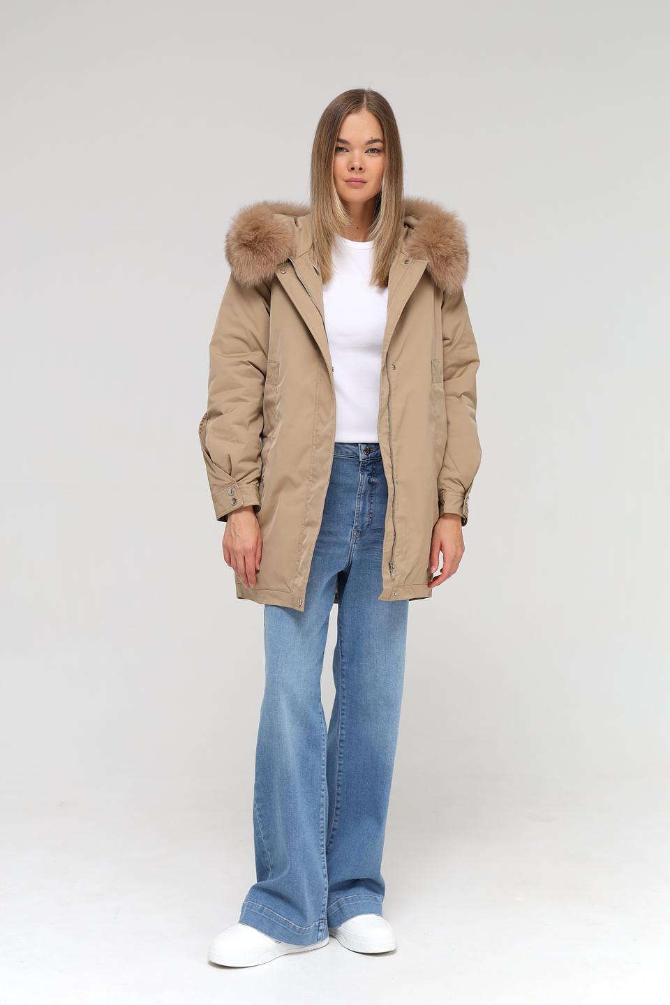 Куртка Electra style бежевая с мехом