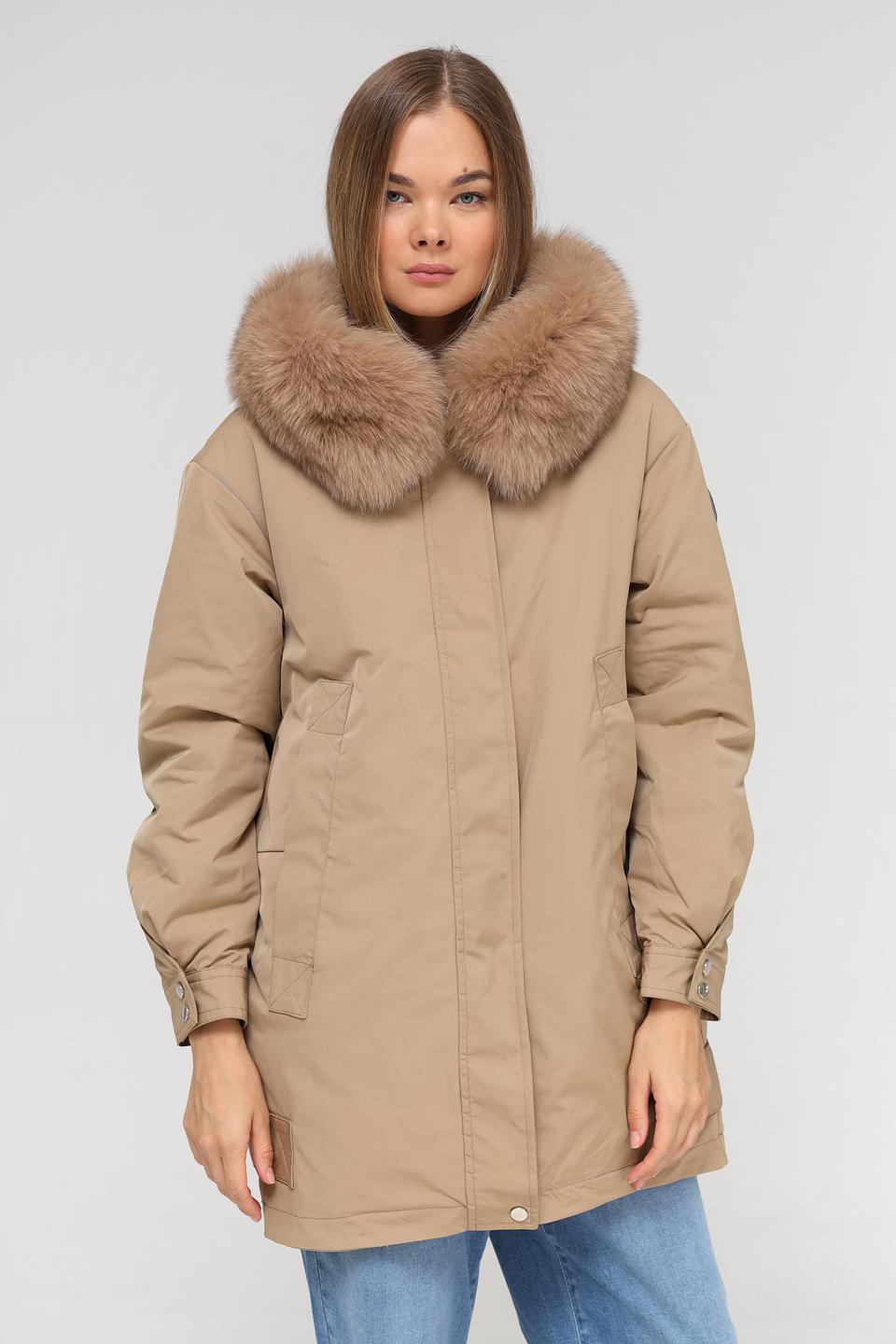 Куртка Electra style бежевая с мехом