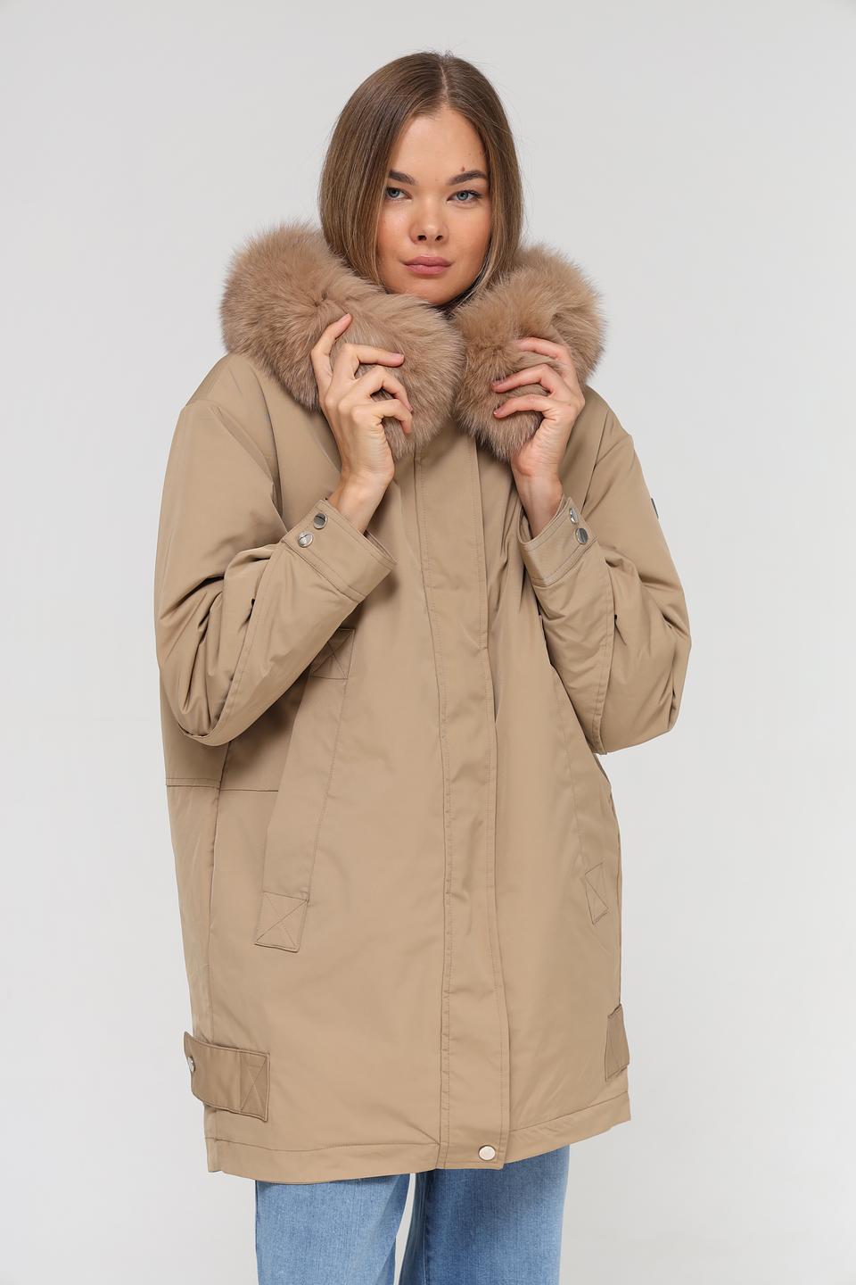 Куртка Electra style бежевая с мехом