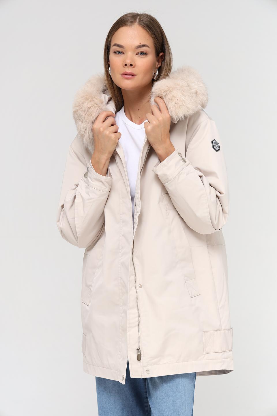 Куртка Electra style бежевая с мехом