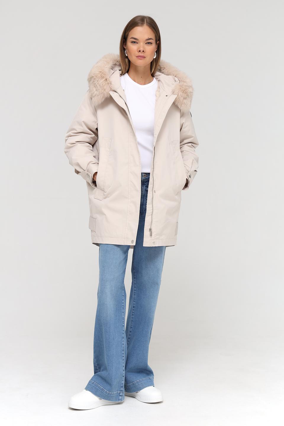 Куртка Electra style бежевая с мехом